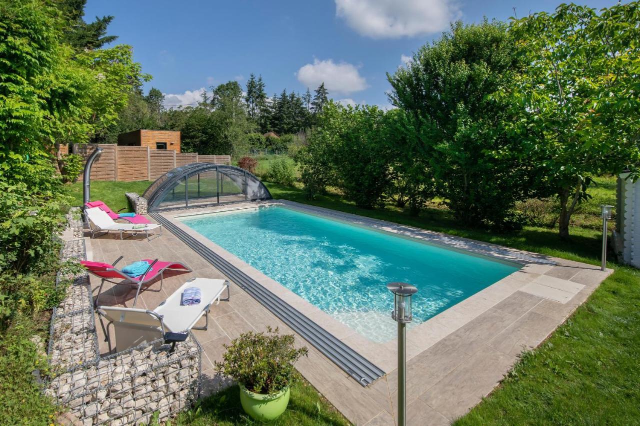 Au Coeur Du Bien-Etre, Chalet Avec Piscine Chauffee Et Couverte, Spa, Sauna, Massages 蒙特艾克斯 外观 照片